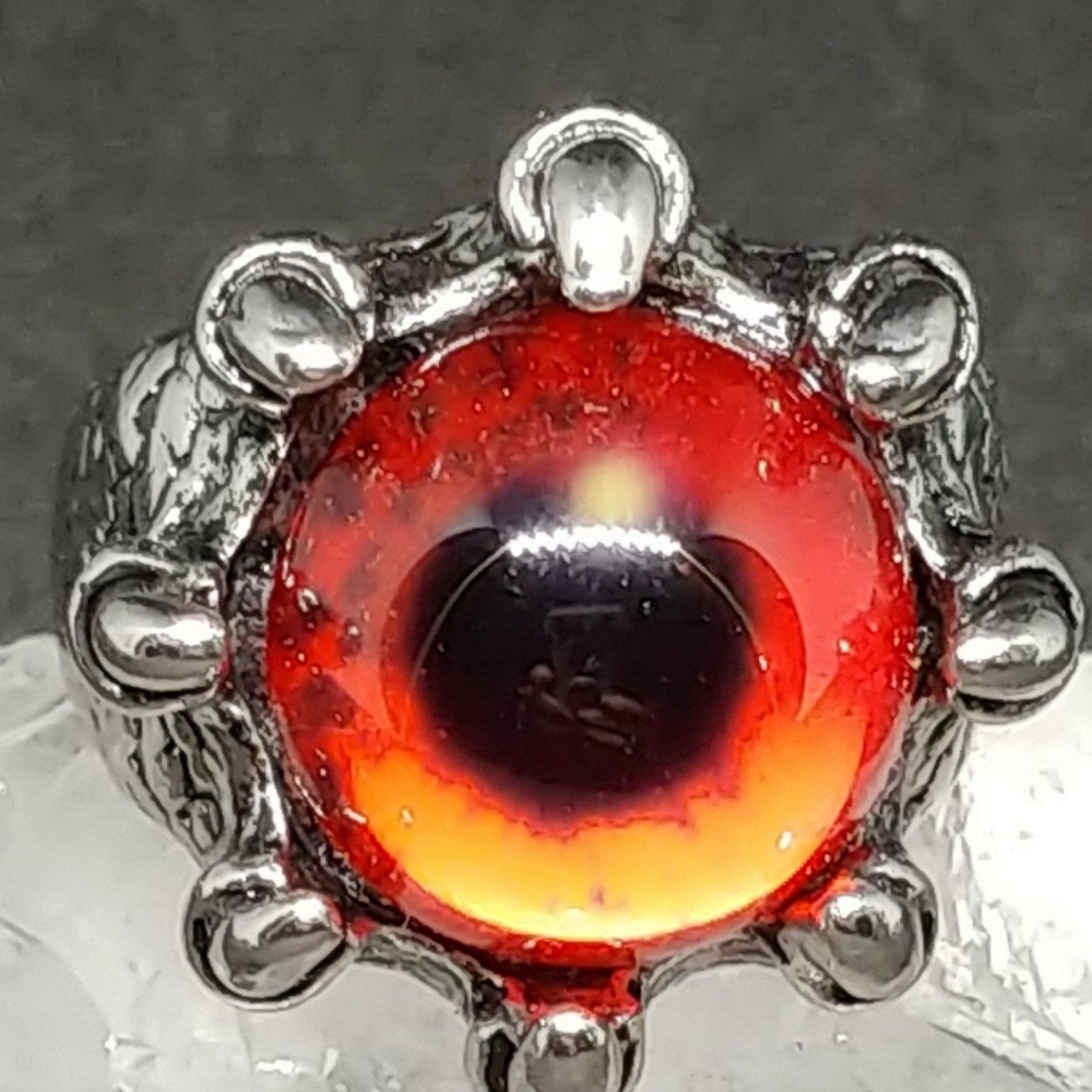 Red Eye Devil Evil Eye Silver Ring.